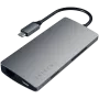 Satechi aliuminis adapteris V2 USB-C (USB-C, 3x USB-A, 4K HDMI, „micro“/SD kortelių skaitytuvas, Ethernet) (žvaigždžių šviesos pilka)