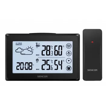 Oro stotelė SENCOR SWS 2850 — vidaus/lauko temperatūra ir drėgmė, 1 belaidis jutiklis, 433,92 MHz, min/maks atmintis