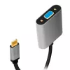 USB Type-C į VGA (D-Sub) vaizdo adapterio kabelis LOGILINK CUA0104 0,15 m, pilka / juoda