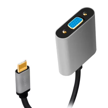 USB Type-C į VGA (D-Sub) vaizdo adapterio kabelis LOGILINK CUA0104 0,15 m, pilka / juoda