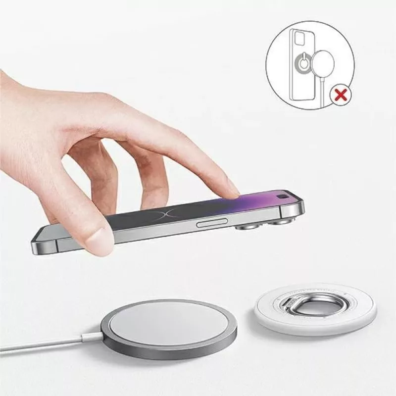 SODI dvipusis magnetinis žiedinis stovas BM-350 baltas, suderinamas su MagSafe