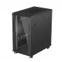 19 colių stovo spinta LANBERG 22U 600x1000 mm, juoda, stiklinės priekinės ir galinės durys
