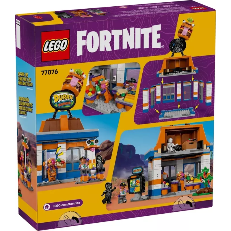 LEGO statybinis žaislas LEGO FORTNITE 77076 Durrr Burger Restaurant žaidimų rinkinys — 546 detalės, 4 minifigūrėlės, 270×180×90 mm