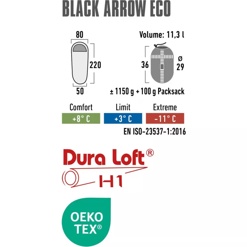 mummy sleeping bag Juoda Arrow ECO (Dark Green/Red)