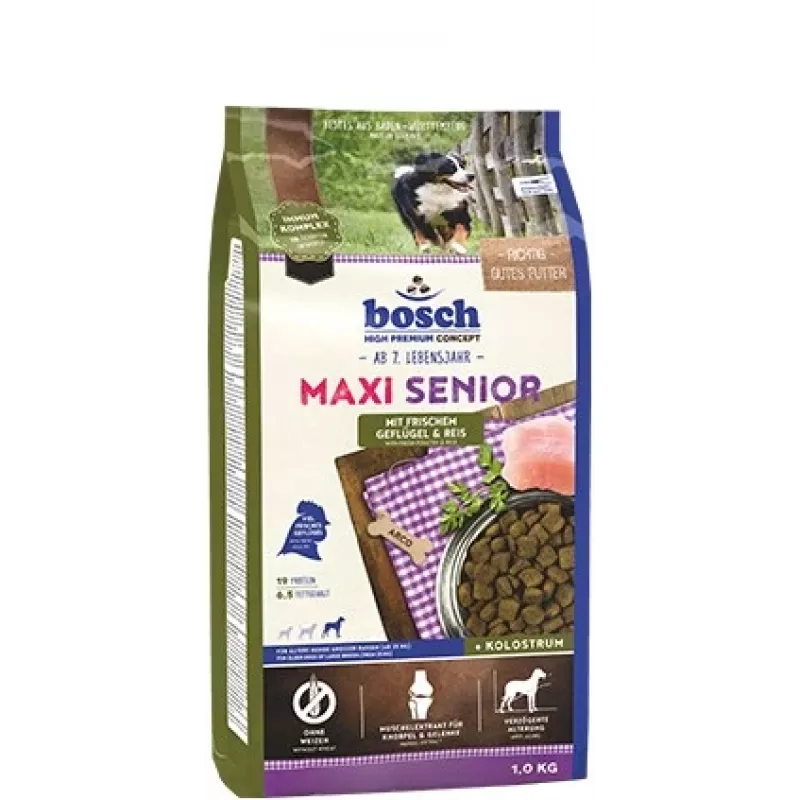 Bosch Hundefutter Maxi Senior Geflügel, 1er Pack (1 x 12.5 kg) Poultry, Rice