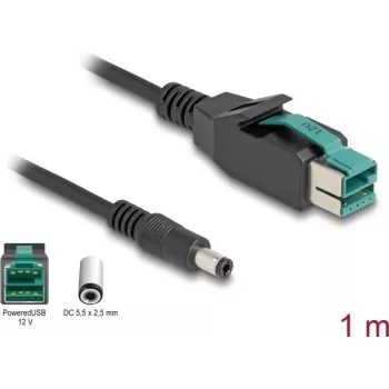 DeLOCK PoweredUSB laidas, kištukas 12 V į DC 5,5 x 2,5 mm kištukas, 1 m