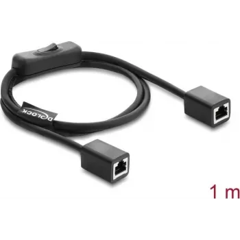 Tinklo komutacinis kabelis DELOCK RJ45 Cat.6 F/UTP 1 m su integruotu jungikliu (BUBU)