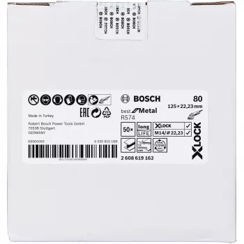 Šlifavimo diskas Bosch X-LOCK R574 Best for Metal 125 mm K 80, abrazyvinis diskas metalui