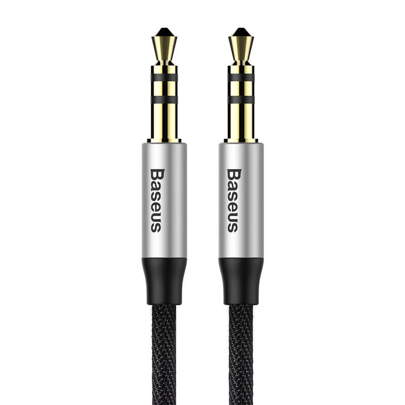 Baseus Yiven garso laidas 3,5 mm kištukas M30 1,5 m sidabrinis + juodas