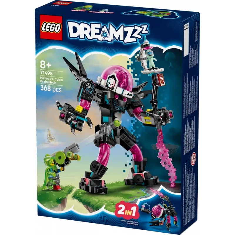 Konstruktorius LEGO 71495 Mateo vs. Cyberbrain Mech — žaidimų rinkinys su minifigūromis ir statomu mecha