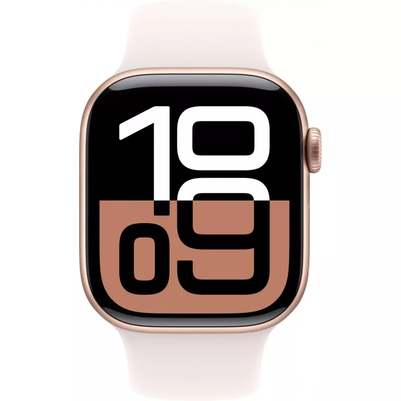 APPLE Watch Series 10 GPS 42mm rožinio aukso aliuminio korpusas su šviesiai rausvu sportiniu dirželiu - S/M