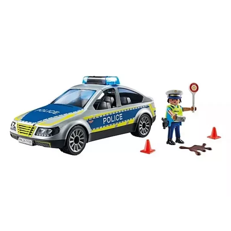 Playmobil policijos automobilis su sirena ir mirksinčia šviesa, įvairiaspalvis, plastikinis, 3+