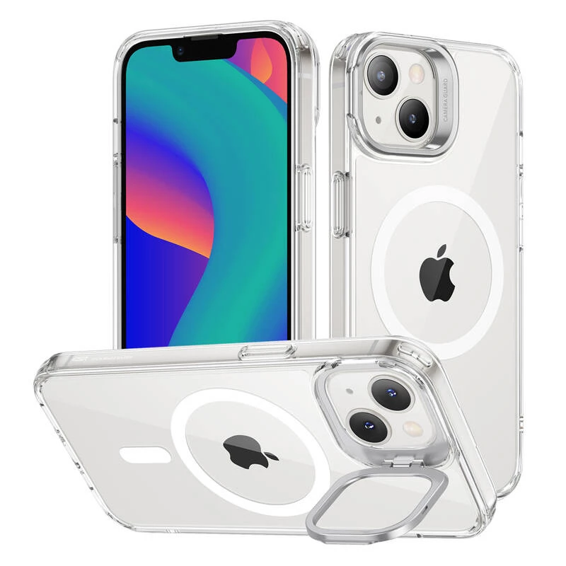 Telefono dėklas ESR Kickstand Case, skirtas iPhone 14 Plus, permatomas, suderinamas su HaloLock