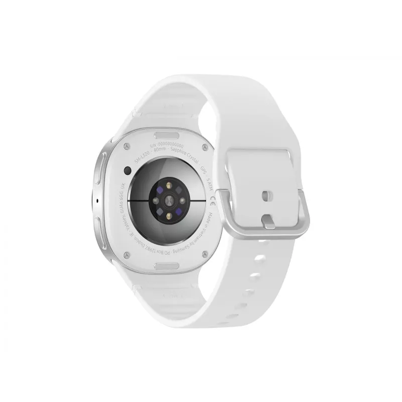 Samsung Galaxy Watch 8 3,3 cm (1,3 colio) AMOLED 40 mm Skaitmeninis 438 x 438 pikselių Liečiamas ekranas 4G Sidabrinis Wi-Fi GPS (palydovas)