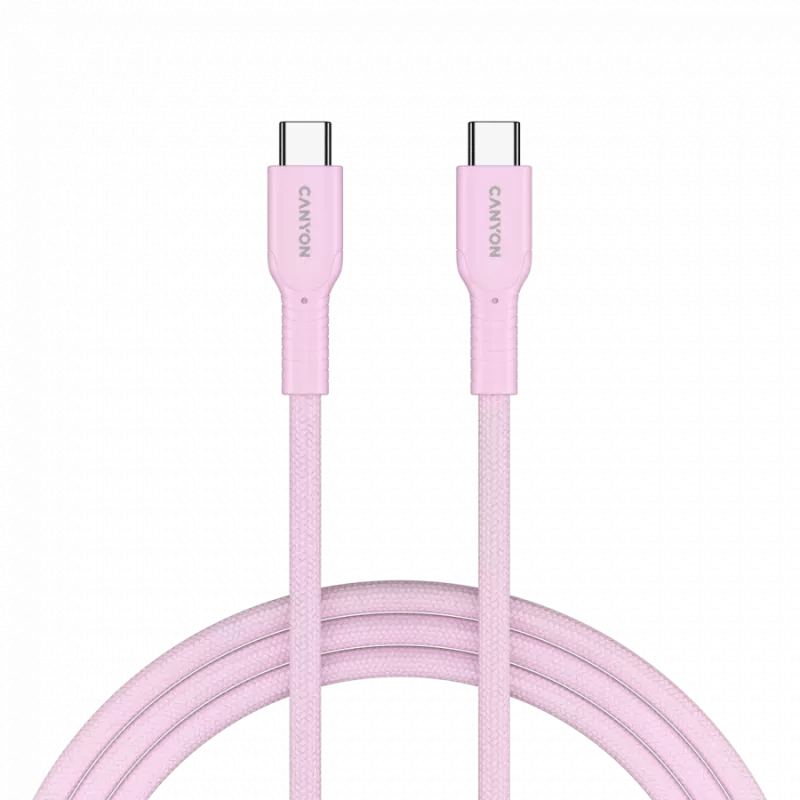CANYON kabelis OnWire 60CL C-C 60W COLOR Braided 1m Pink