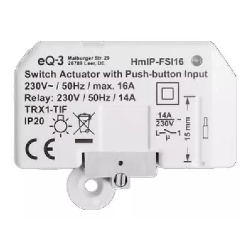 Šviesos jungiklis Homematic IP HMIP-FSI16, baltas, mygtukų valdymas, 54×33×41 mm