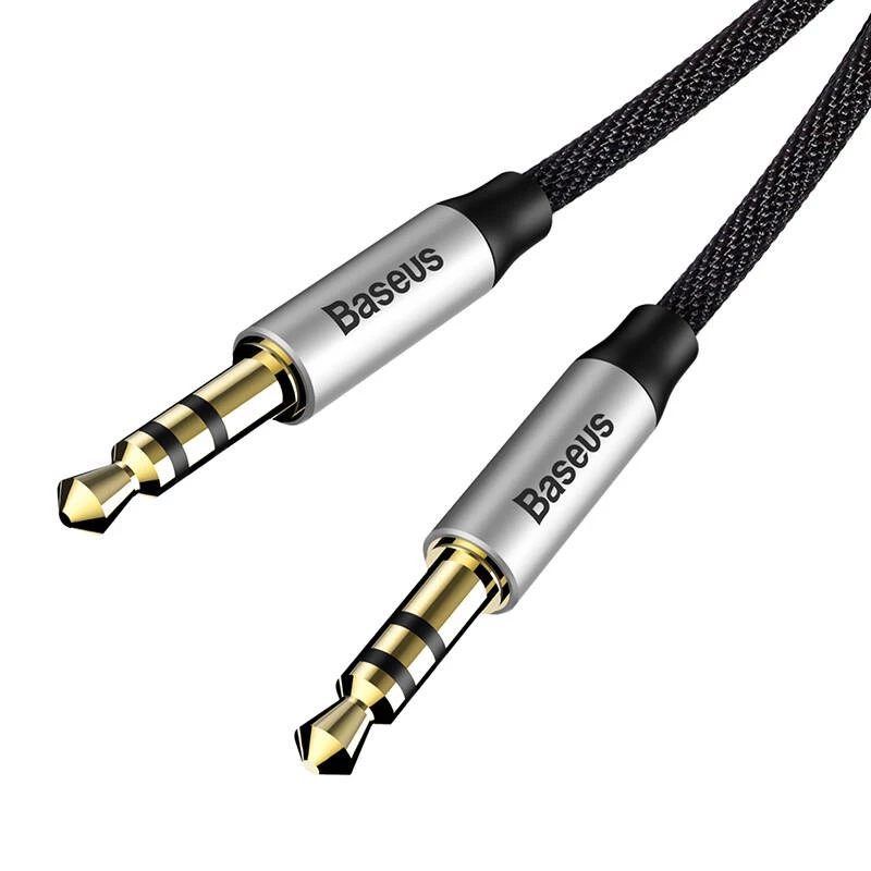 Baseus Yiven garso laidas 3,5 mm kištukas M30 1,5 m sidabrinis + juodas