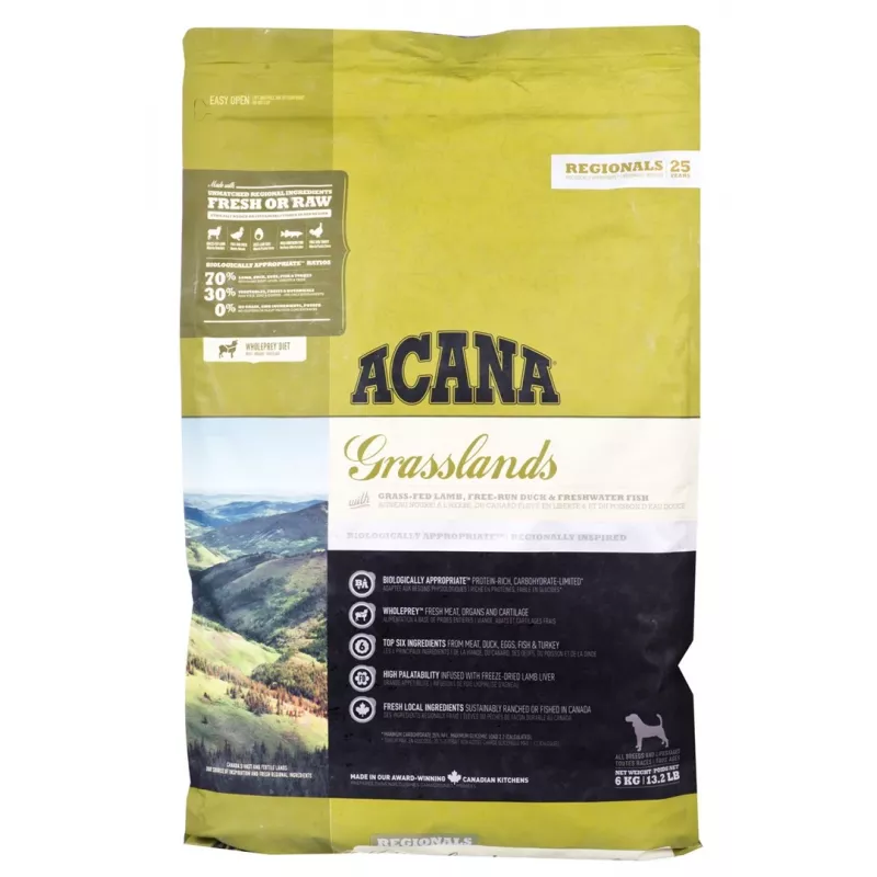 ACANA Highest protein Grasslands Dog – sausas šunų maistas – 6 kg