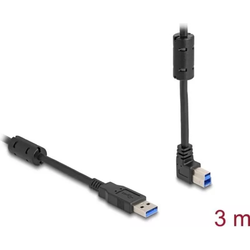DeLOCK USB laidas Type-A kištukas į Type-B kištuką 90° į viršų lenktas 3 m