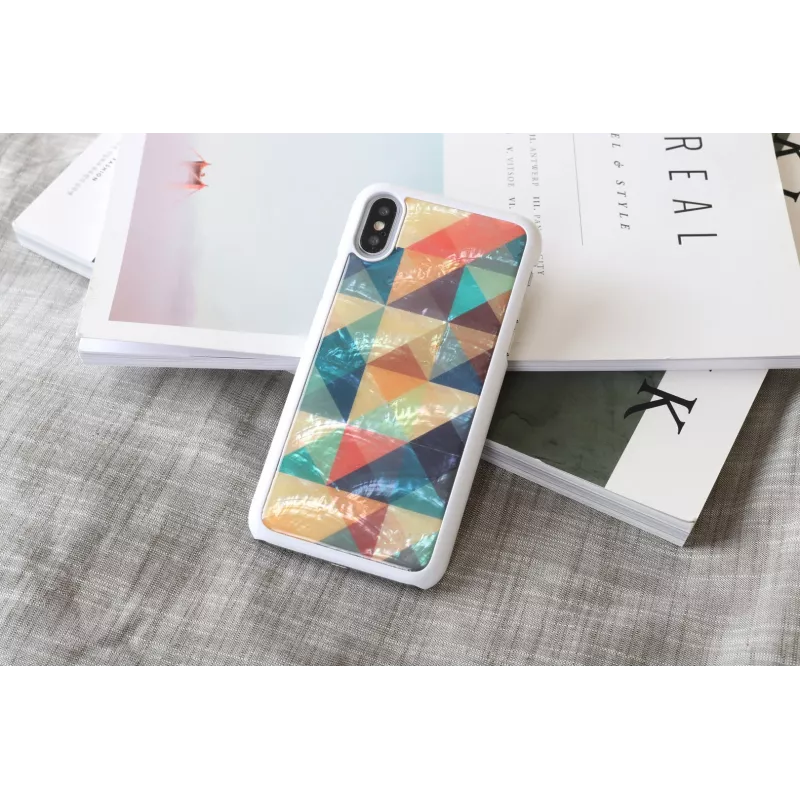 Apsauginis išmaniojo telefono dėklas iKins, skirtas iPhone XS/S, mozaikinis baltas – kietas galinis dangtelis, dekoratyvus mozaikos raštas