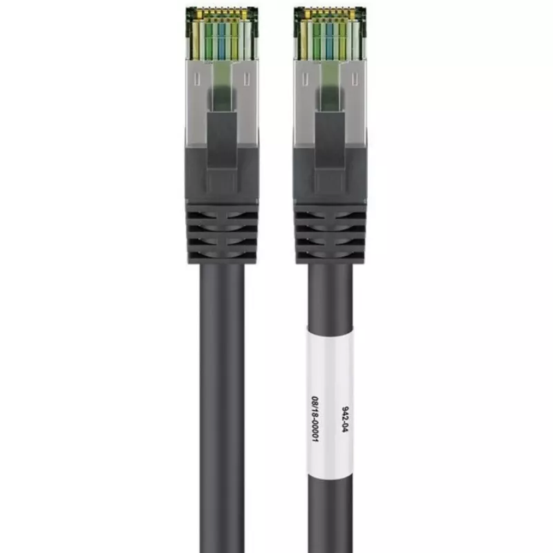 Goobay CAT 8.1 komutacinis kabelis, S/FTP (PiMF), juodas, 2 m - LSZH be halogenų, varis AWG 24 (66722)