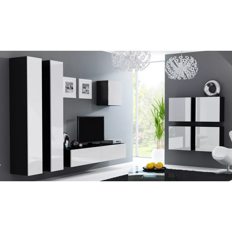 Cama uždara Spintelė VIGO '180' 180/40/30 baltas/juodas blizgus