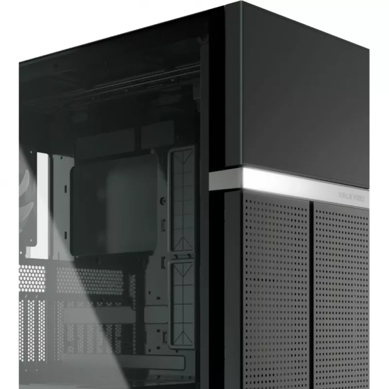 VK02 Lite, Tower-Enclosure juoda, grūdintas stiklas