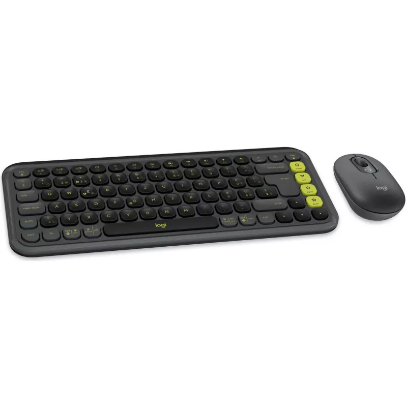 Logitech POP ICON COMBO Swiss, Grafitas/žalia, Bluetooth, Šveicariška, 920-013275