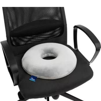 Slėgio pagalvėlė TIMAGO SUPPORT TIM anga — putų sėdimoji pagalvėlė su centrine skyle, 390×390×80 mm, pilka