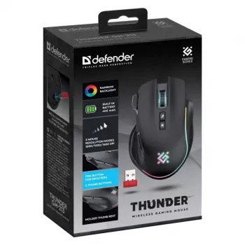 PELĖ DEFENDER GM-213 THUNDER RF 1600dpi 8P Juoda