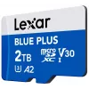 MicroSDXC atminties kortelė Lexar BLUE PLUS 2 TB UHS‑I, 170 MB/s, U3 V30, atspari vandeniui