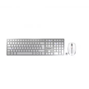 CHERRY DW 9100 plonas klaviatūra su pele universali RF belaidė + Bluetooth AZERTY prancūziška sidabrinė