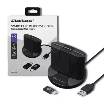 Universalus išmaniųjų kortelių skaitytuvas Qoltec 50632 USB 2.0 juodas 1m laidas