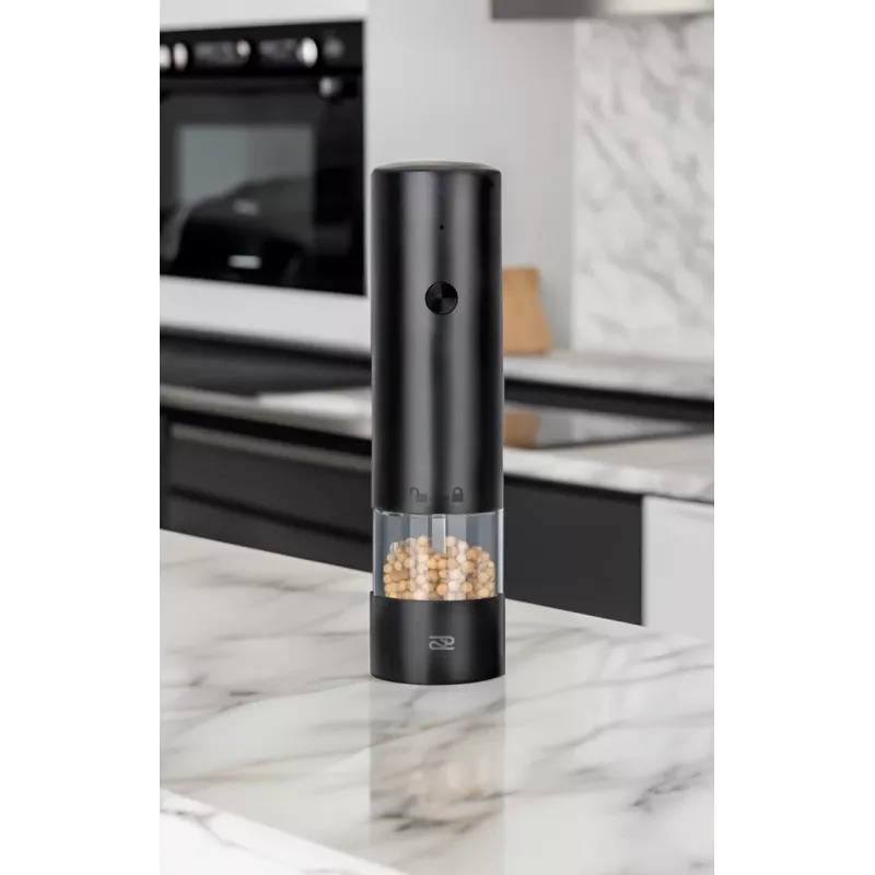 Druskos malūnėlis PROMIS MP34, keraminis peiliukas, reguliuojamas malimo stambumas, 180 mm, juoda, USB