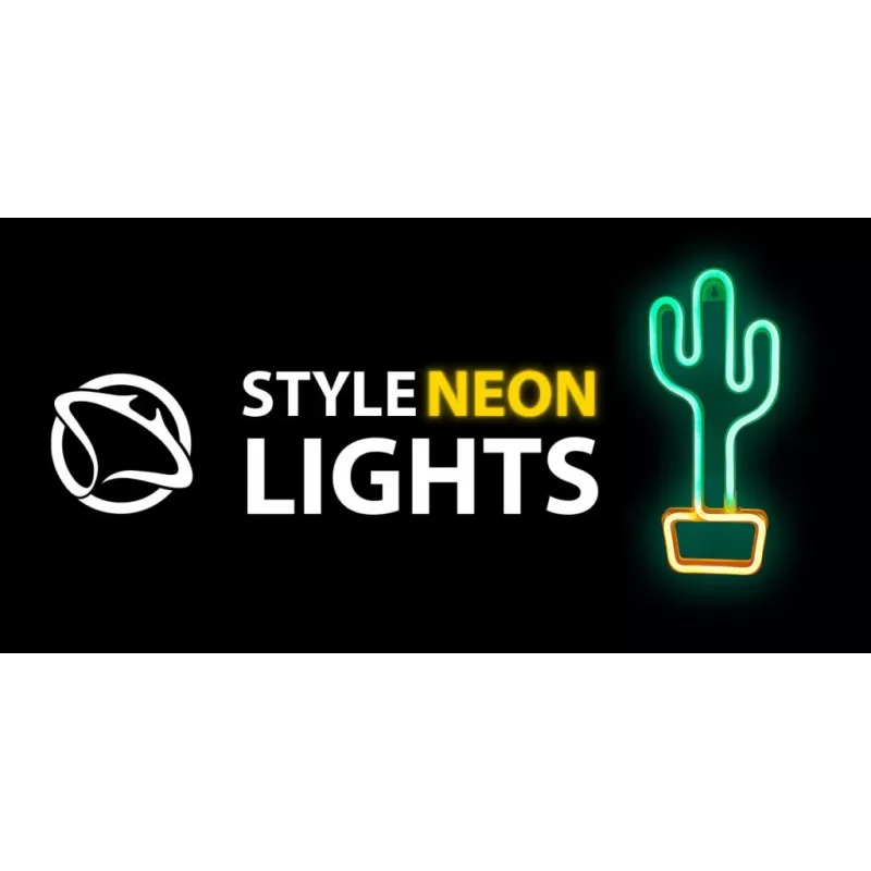 Neon Lights MANTA SNL07GN žalia geltona kaktuso stiliaus dekoratyvinis LED neoninis ženklas
