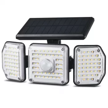 Maclean IP65 saulės energija maitinamas LED šviestuvas su judesio ir prieblandos jutikliu IP65 4W 320lm 4000K Li-ion 1200 mAh 3 darbo režimai prožektorius apsaugai sodui įėjimui HQ