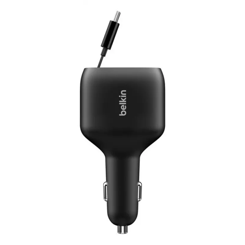 Belkin 75W 2-Port w Retractable USB-C Cbl Car - Kabelis (CCC001HQBK)