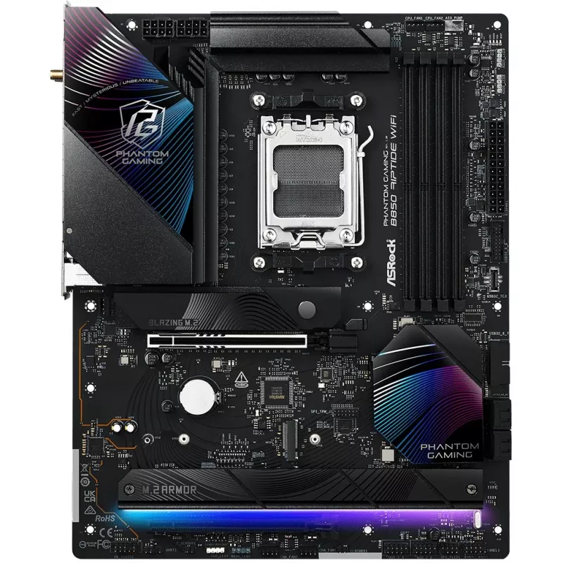 Pagrindinė plokštė ASRock Phantom Gaming B850 Riptide WiFi — AMD B850, Socket AM5, ATX, DDR5, 4x M.2, Wi‑Fi 7, 2.5Gb LAN