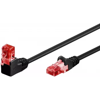 Goobay CAT 6 Patch Cable 1x 90° angled, U/UTP, Black, 1 m - latch tab top, CCA Copper Mix (51515)