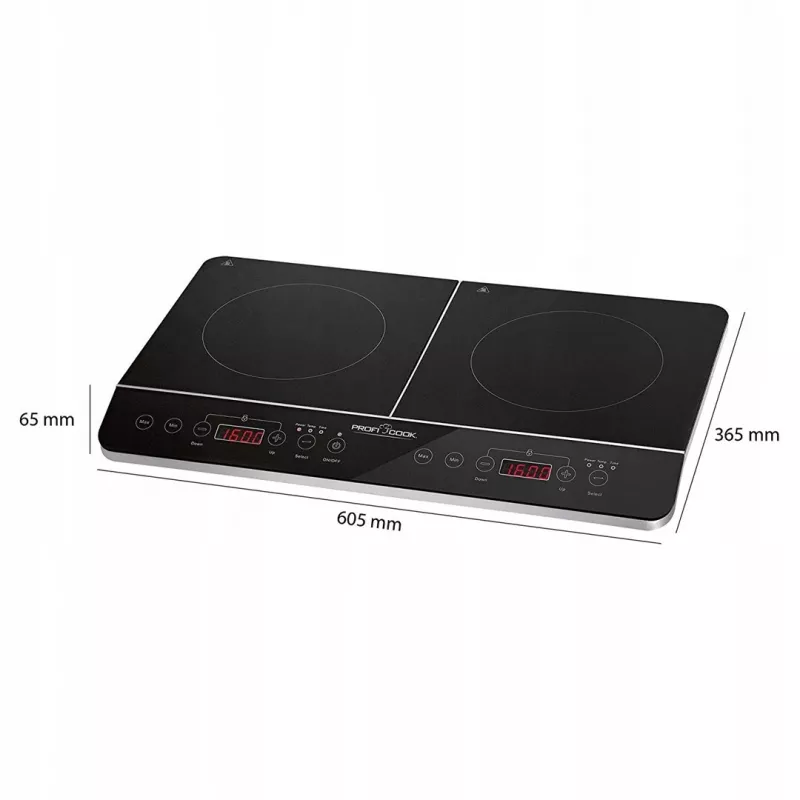 PROFI COOK PC-DKI 1067 indukcinė viryklė, 3500 W, 2 kaitvietės, juoda