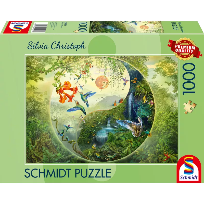 Puzzle 1000 pieces, schmidt spiele Silvia Christoph — Yin & Yang In the Forest of Hummingbirds