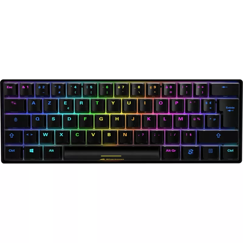 Sharkoon SGK50 S4 klaviatūra žaidimams USB AZERTY prancūziška juoda 60% RGB LED