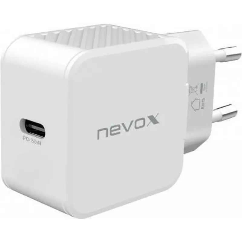 nevox USB PD Type C įkroviklis (maitinimo adapteris) 30 W baltos spalvos (2008)