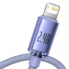 Baseus Crystal Shine laidas USB į Lightning, 2,4 A, 2 m (violetinis)