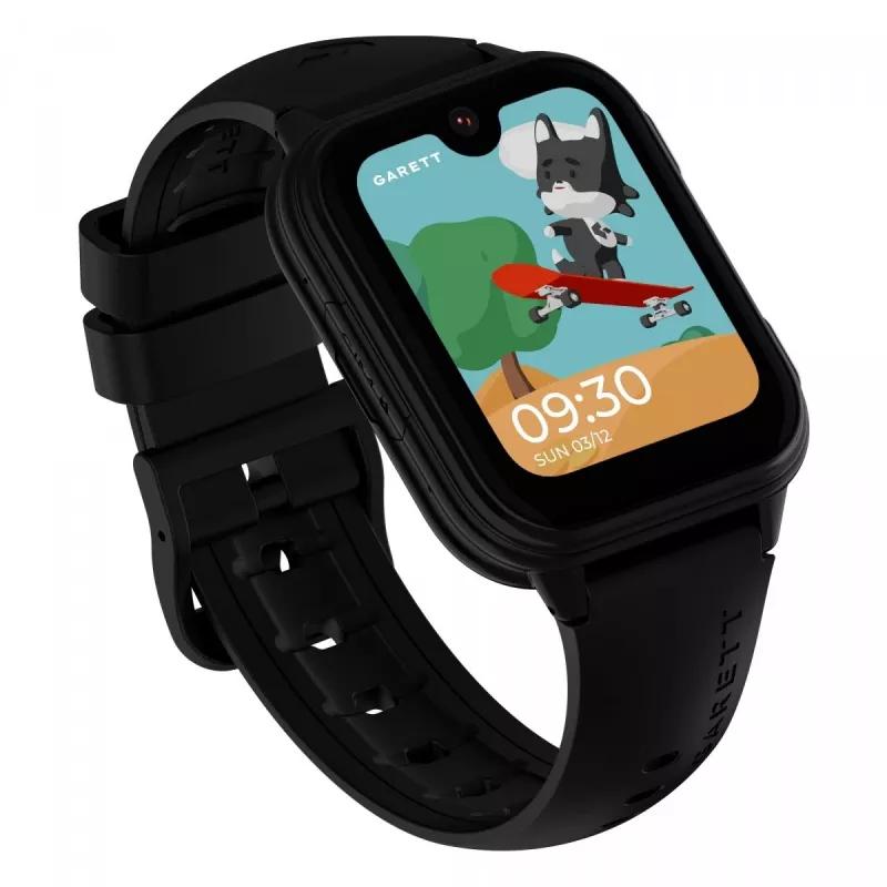 Išmanusis laikrodis Garett Kids Vibe Ai 4G juodas — vaikiškas išmanusis laikrodis su 4G, GPS sekimu, atsparus vandeniui