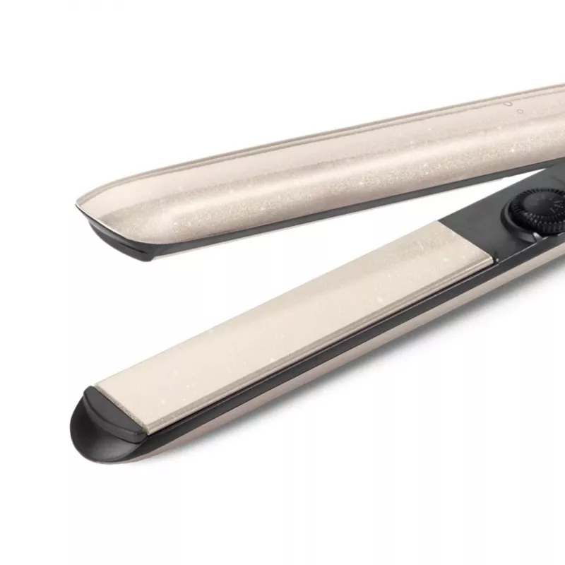 Tiesinimo žnyplės BABYLISS ST914PE — keraminės/titano plokštelės, 13 šilumos lygių, 100–240V, smėlio/vario spalva