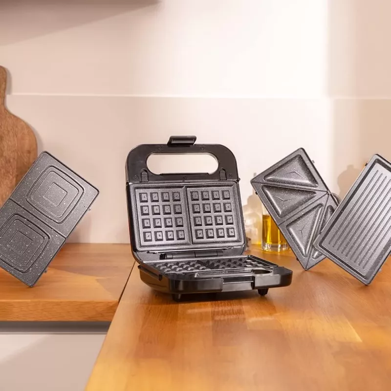 Cecotec sumuštinių keptuvė | Rock’nToast 4in1 | 1000 W | Plokščių skaičius 4 | Juoda