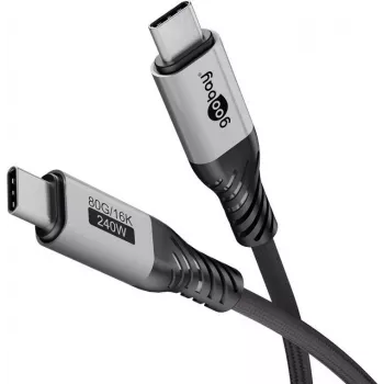 Goobay USB-C -Cable USB4 Version 2.0 1.5 m juoda Sidabrinė - 240 W 80 Gbit/s Power (74776)