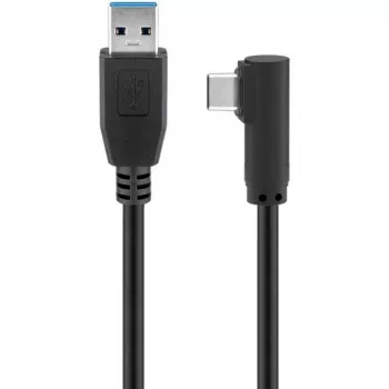 Goobay USB-C™ į USB A 3.0 laidas 90° kampu, juodas, 1,5 m - USB 3.0 kištukas (A tipo) > USB-C™ kištukas (66502)