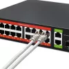 Tinklo komutatorius QOLTEC 52292 — Gigabit Ethernet PoE, 16x RJ45, 2x RJ45 įkeliamoji jungtis, 2x SFP